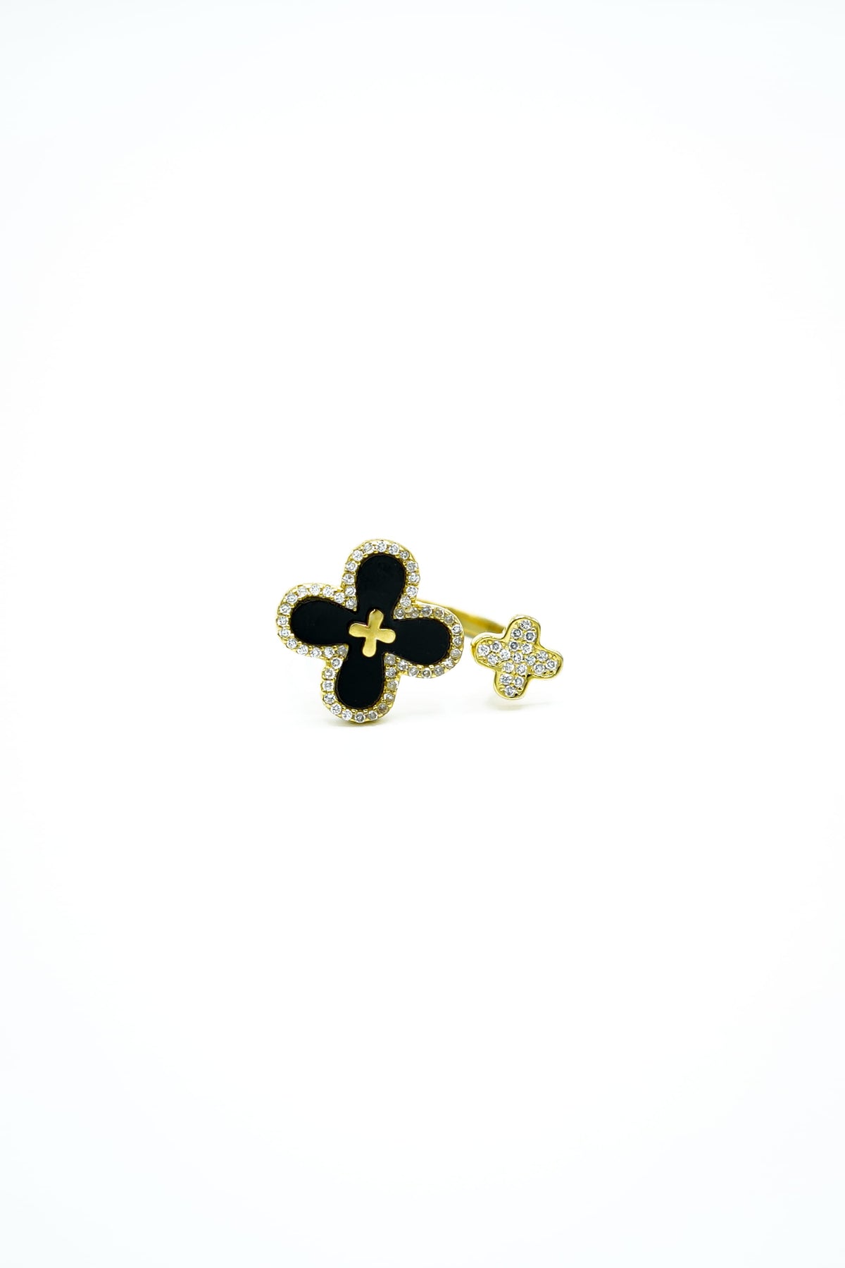 The Trèfle Pavè Accent Ring- Noir