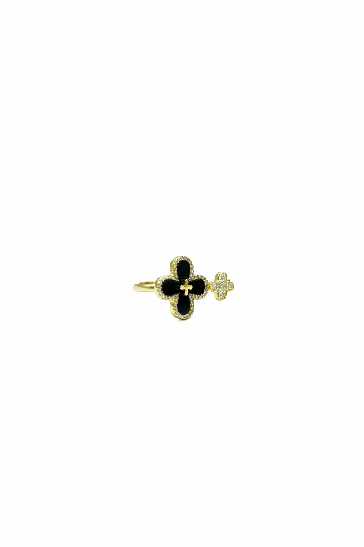 The Trèfle Pavè Accent Ring- Noir